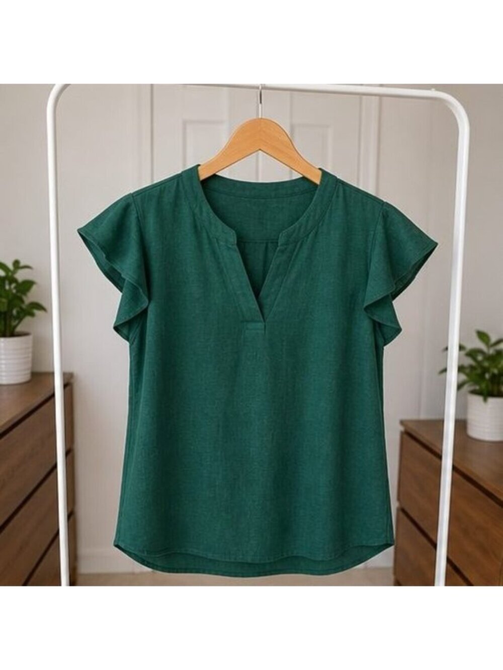 Taupe V Neck Top